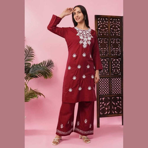 Elegant Chikan Wear Palazzo Set: Timeless Comfort & Style