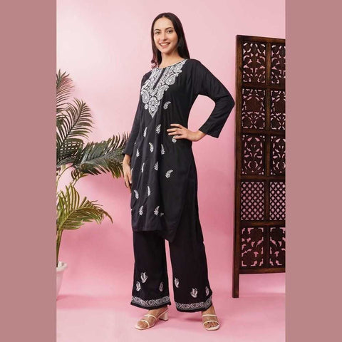 Elegant Chikan Wear Palazzo Set: Timeless Comfort & Style