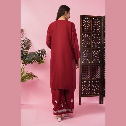 Elegant Chikan Wear Palazzo Set: Timeless Comfort & Style