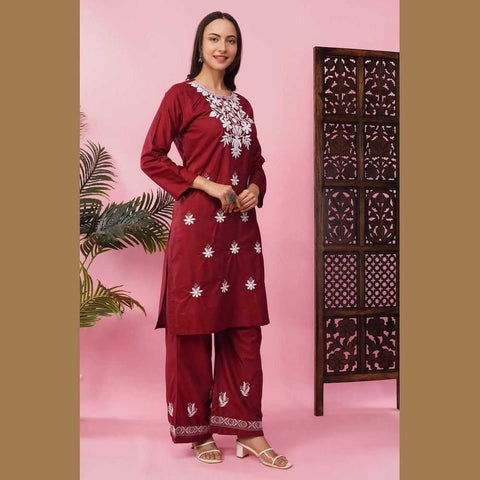 Elegant Chikan Wear Palazzo Set: Timeless Comfort & Style