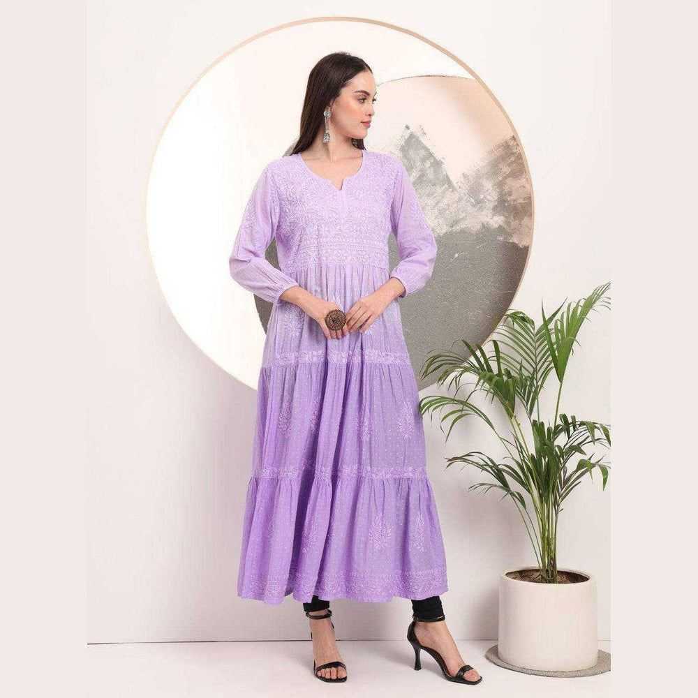 Elegant Handmade Lucknowi Gown Kurti – Timeless Chikankari Craftsmanship