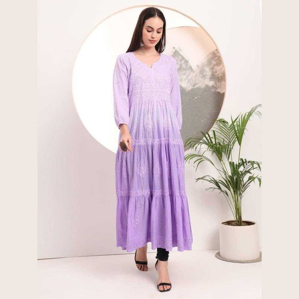 Elegant Handmade Lucknowi Gown Kurti – Timeless Chikankari Craftsmanship