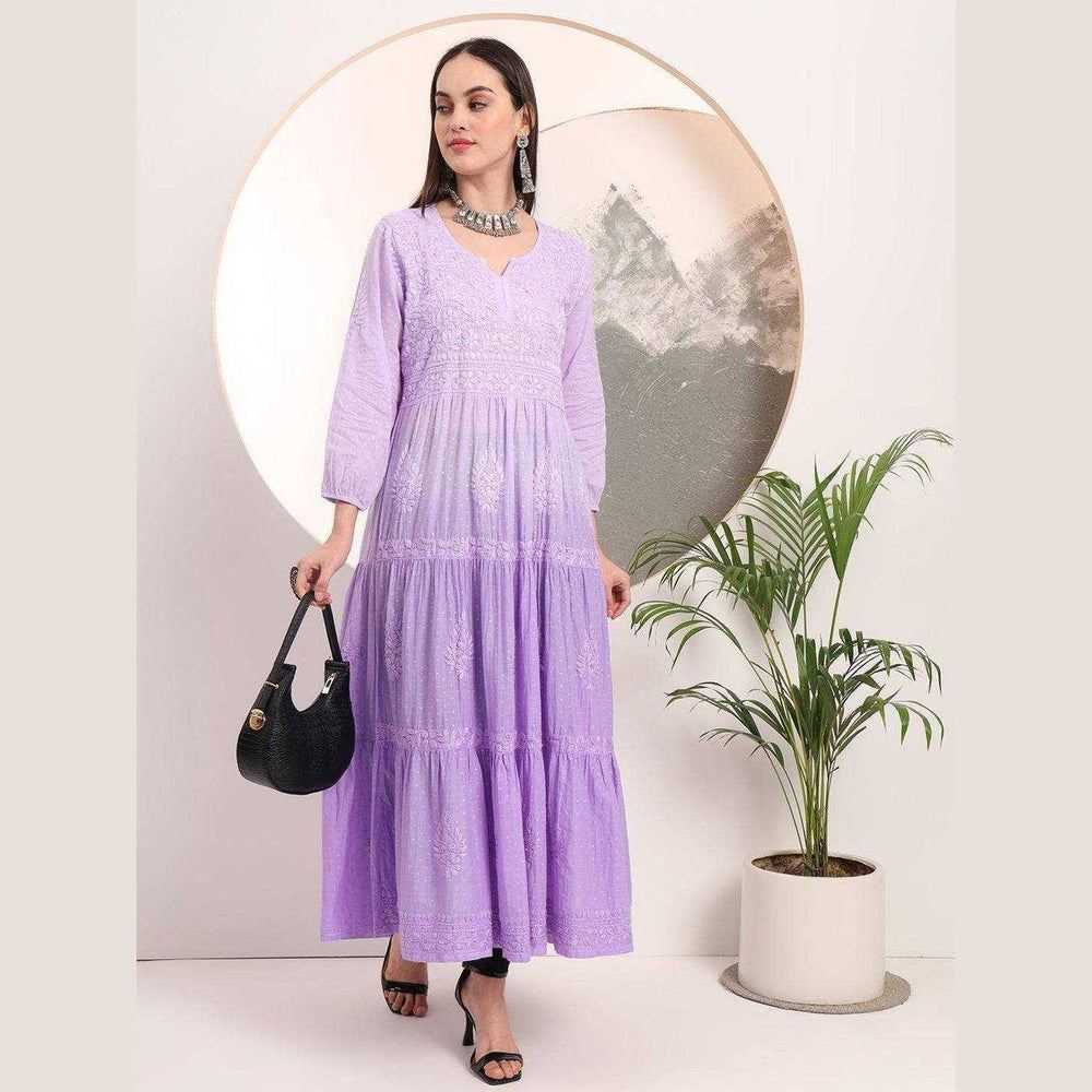 Elegant Handmade Lucknowi Gown Kurti – Timeless Chikankari Craftsmanship