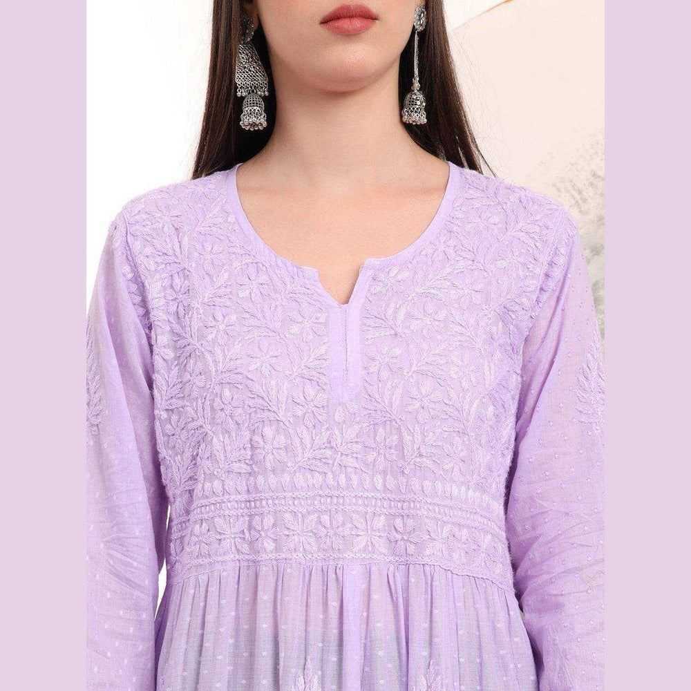Elegant Handmade Lucknowi Gown Kurti – Timeless Chikankari Craftsmanship
