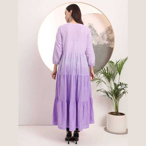Elegant Handmade Lucknowi Gown Kurti – Timeless Chikankari Craftsmanship