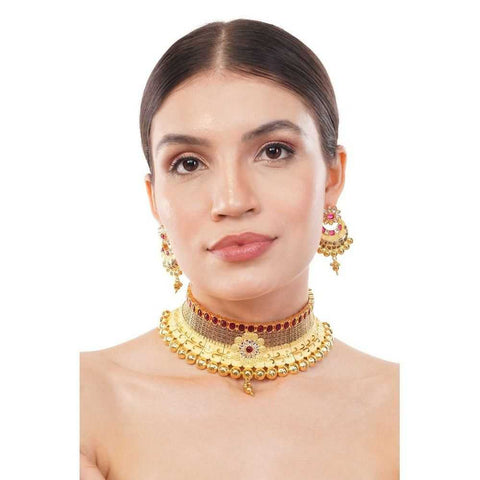 Elegant Ruby Beads Choker Necklace – Perfect for Any Occasion