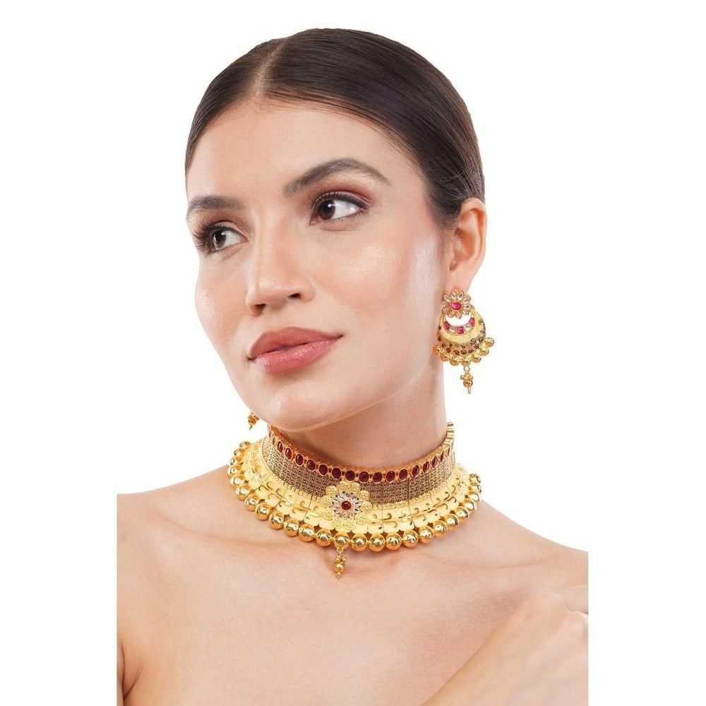 Elegant Ruby Beads Choker Necklace – Perfect for Any Occasion