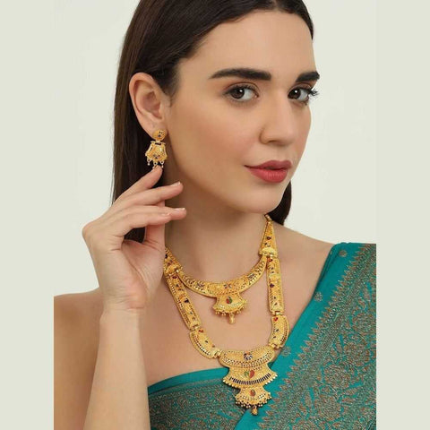 Exquisite 22K Gold-Plated Long Necklace – A Statement of Elegance