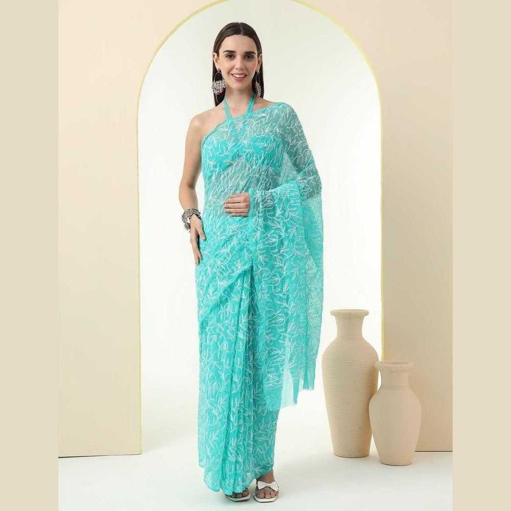 Exquisite Lucknawi Handcrafted Chikan Work Saree: Timeless Elegance in Every Detail – Anti Tarnish