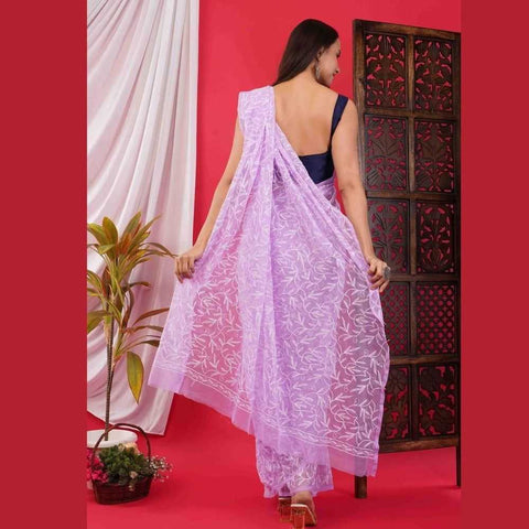 Exquisite Lucknawi Handcrafted Chikan Work Saree: Timeless Elegance in Every Detail