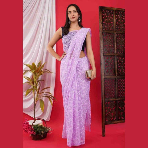 Exquisite Lucknawi Handcrafted Chikan Work Saree: Timeless Elegance in Every Detail