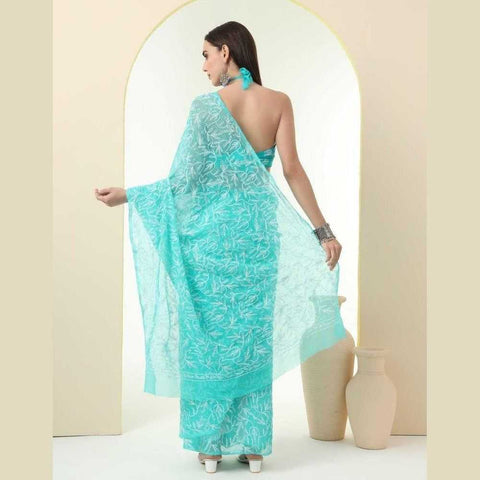 Exquisite Lucknawi Handcrafted Chikan Work Saree: Timeless Elegance in Every Detail