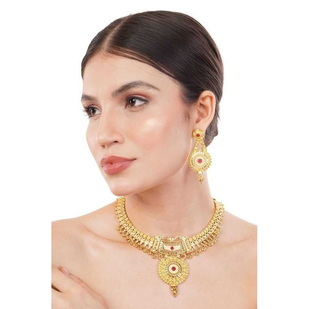 Exquisite Short Necklace Jewelry Set – Real Gold Look Design for Parties & Special Events