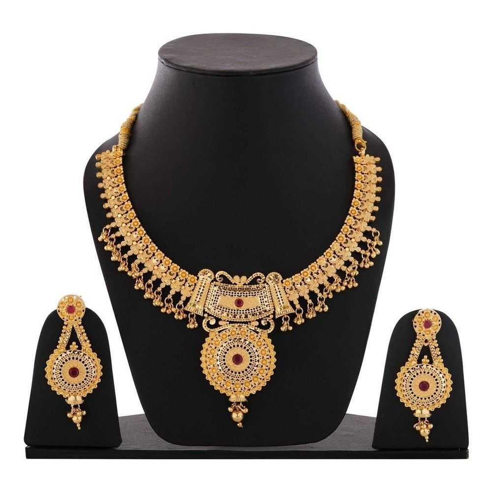 Exquisite Short Necklace Jewelry Set – Real Gold Look Design for Parties & Special Events