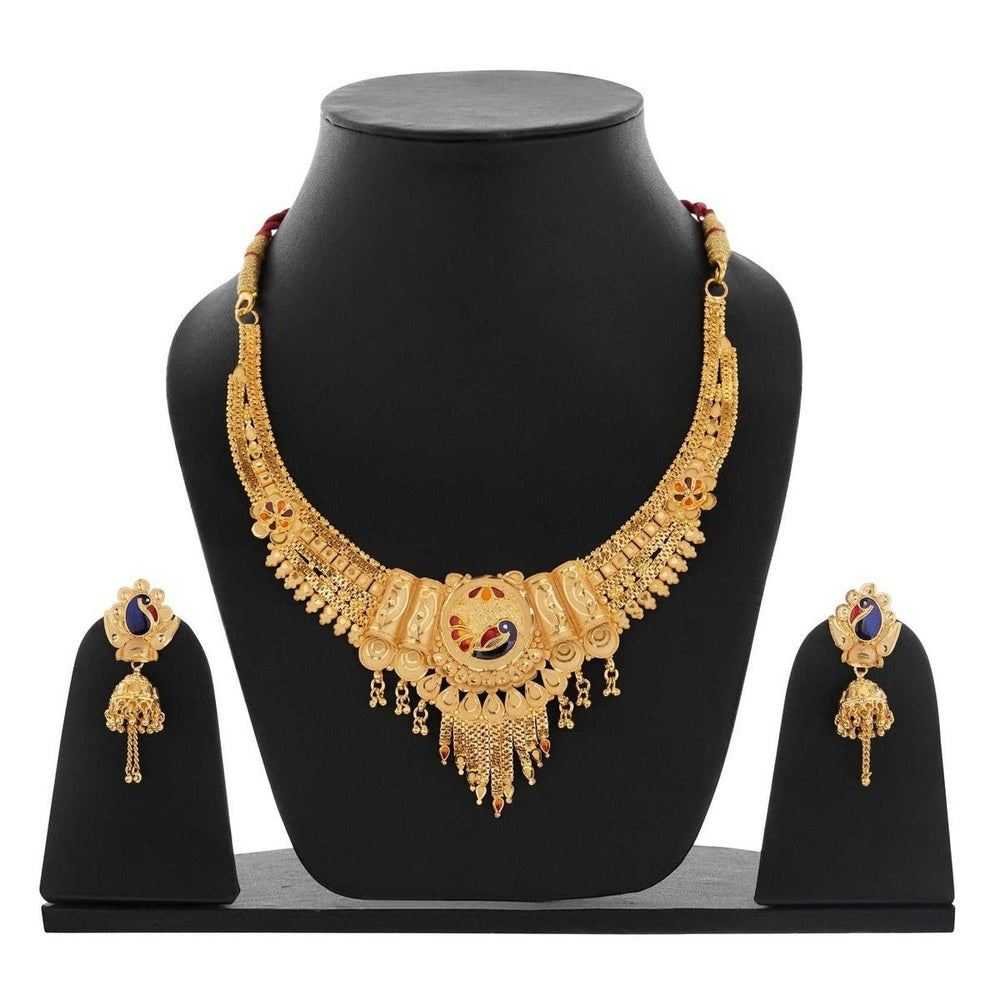 Exquisite Short Necklace Jewelry Set – Real Gold Look Design for Parties & Special Events