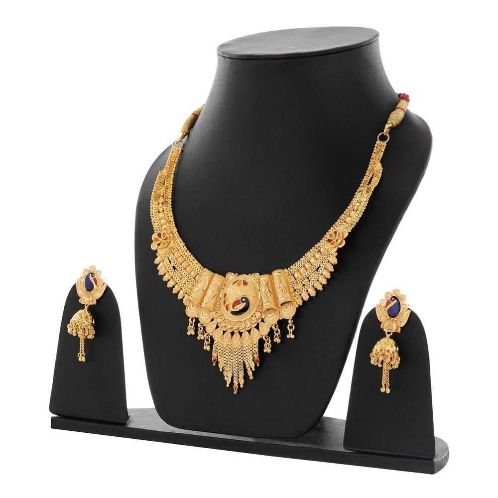 Exquisite Short Necklace Jewelry Set – Real Gold Look Design for Parties & Special Events