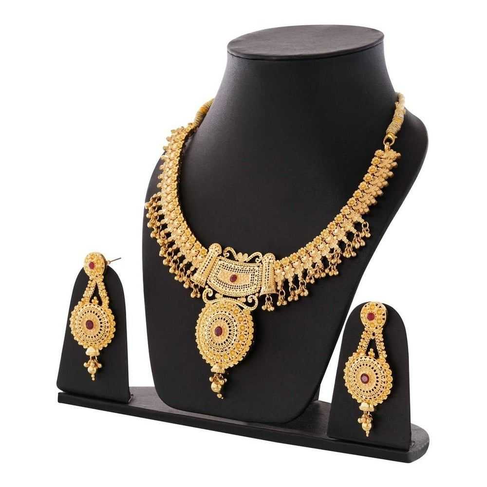 Exquisite Short Necklace Jewelry Set – Real Gold Look Design for Parties & Special Events