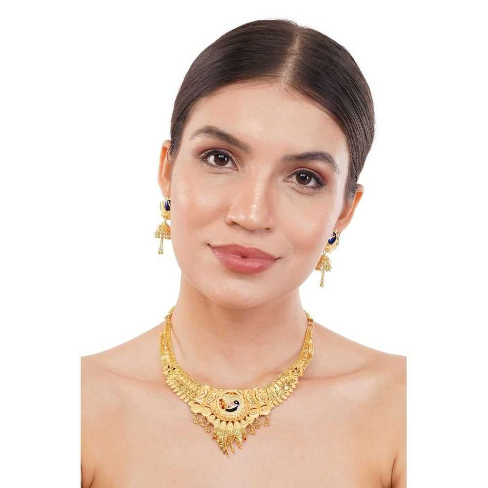 Exquisite Short Necklace Jewelry Set – Real Gold Look Design for Parties & Special Events