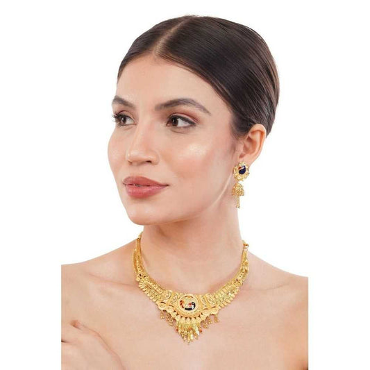 Exquisite Short Necklace Jewelry Set – Real Gold Look Design for Parties & Special Events