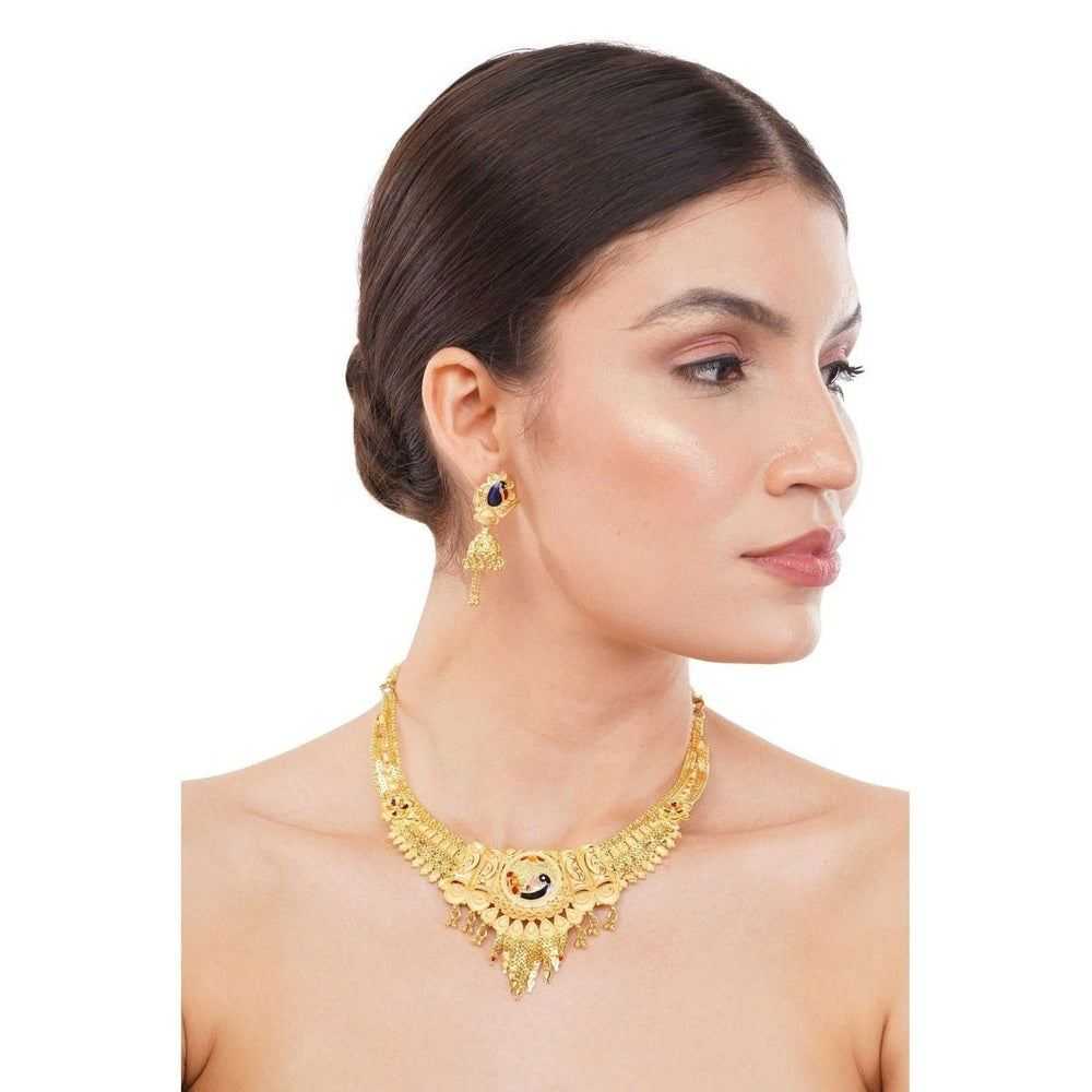 Exquisite Short Necklace Jewelry Set – Real Gold Look Design for Parties & Special Events