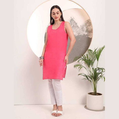 Handmade Soft Georgette Long Chikan Kurti with Inner – Pure Elegance & Comfort