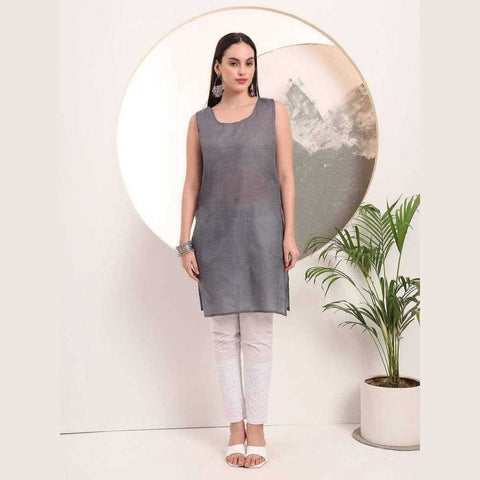 Handmade Soft Georgette Long Chikan Kurti with Inner – Pure Elegance & Comfort