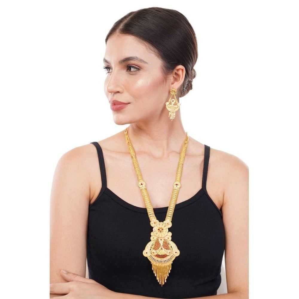 Long Necklace Jewelry Set | Gilded Grace: Royal Gold-Tone Necklace