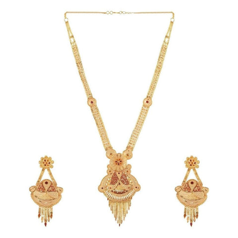Long Necklace Jewelry Set | Gilded Grace: Royal Gold-Tone Necklace
