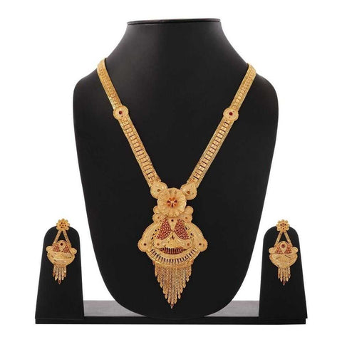 Long Necklace Jewelry Set | Gilded Grace: Royal Gold-Tone Necklace