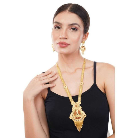 Long Necklace Jewelry Set | Gilded Grace: Royal Gold-Tone Necklace