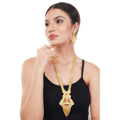 Long Necklace Jewelry Set | Gilded Grace: Royal Gold-Tone Necklace