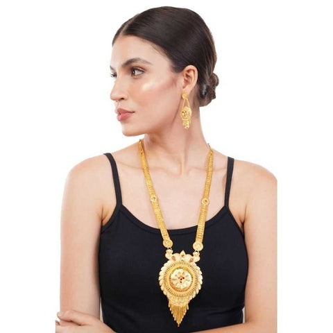 Long Necklace Set - Gold Look Bridal & Party Wear | Traditional Indian Wedding Jewelry Online