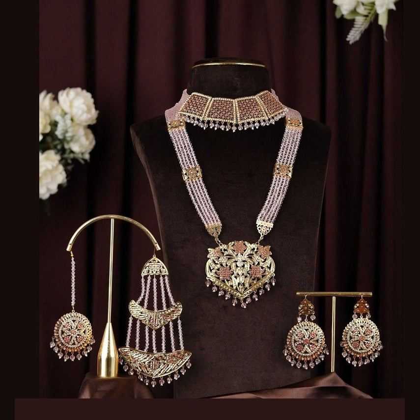 Royal Bridal Kundan Choker & Long Necklace Set with Earrings – Premium Gold Polish