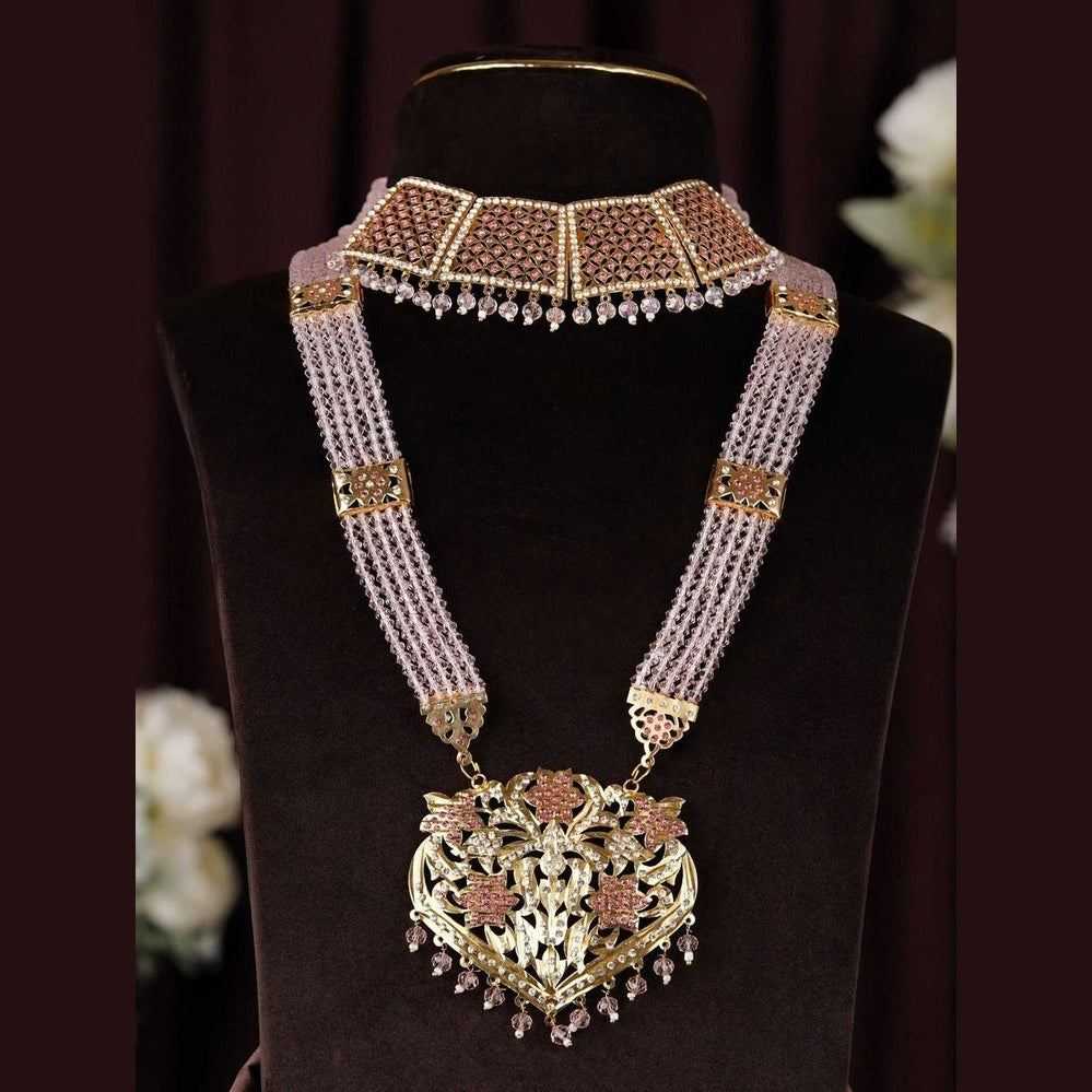 Royal Bridal Kundan Choker & Long Necklace Set with Earrings – Premium Gold Polish