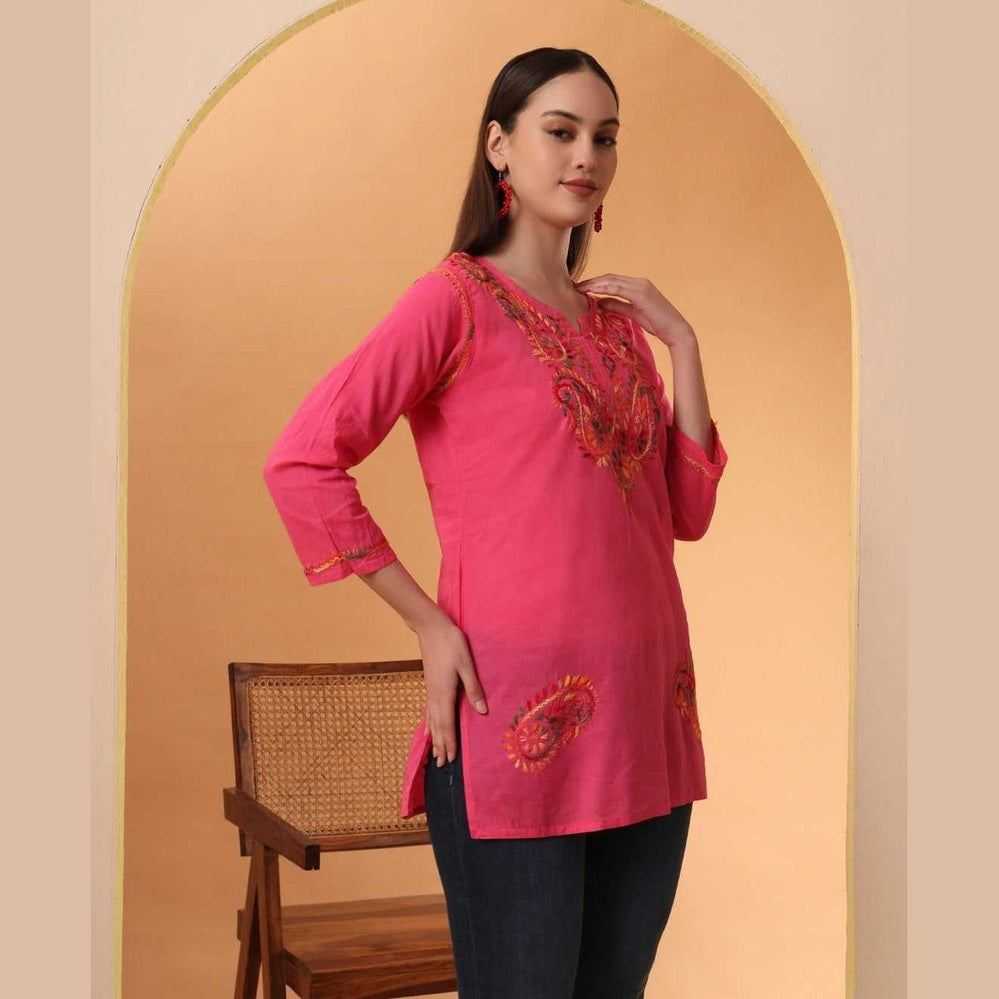 Trendy Short Chikan Kurti Set – Handcrafted Elegance for Every Occasion!