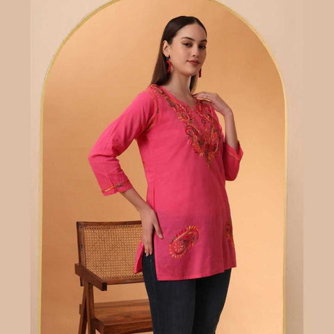 Trendy Short Chikan Kurti Set – Handcrafted Elegance for Every Occasion!