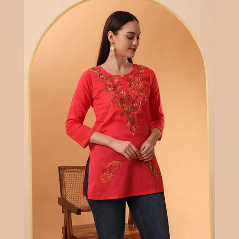 Trendy Short Chikan Kurti Set – Handcrafted Elegance for Every Occasion!