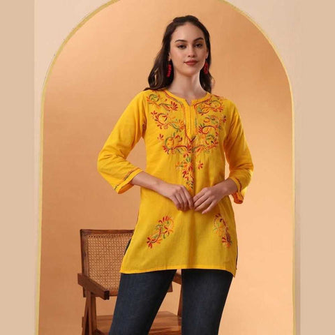 Trendy Short Chikan Kurti Set – Handcrafted Elegance for Every Occasion!