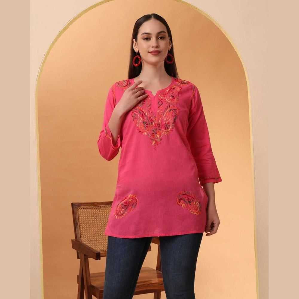 Trendy Short Chikan Kurti Set – Handcrafted Elegance for Every Occasion!