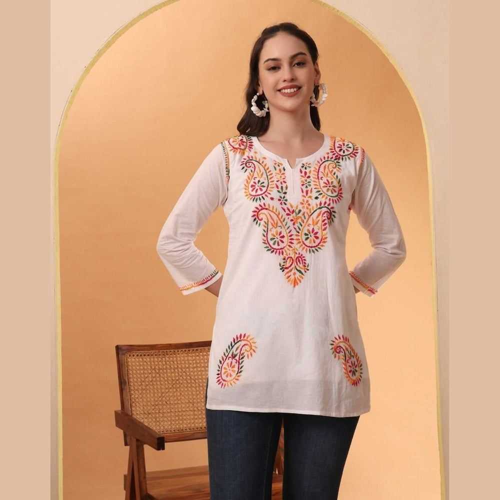 Trendy Short Chikan Kurti Set – Handcrafted Elegance for Every Occasion!