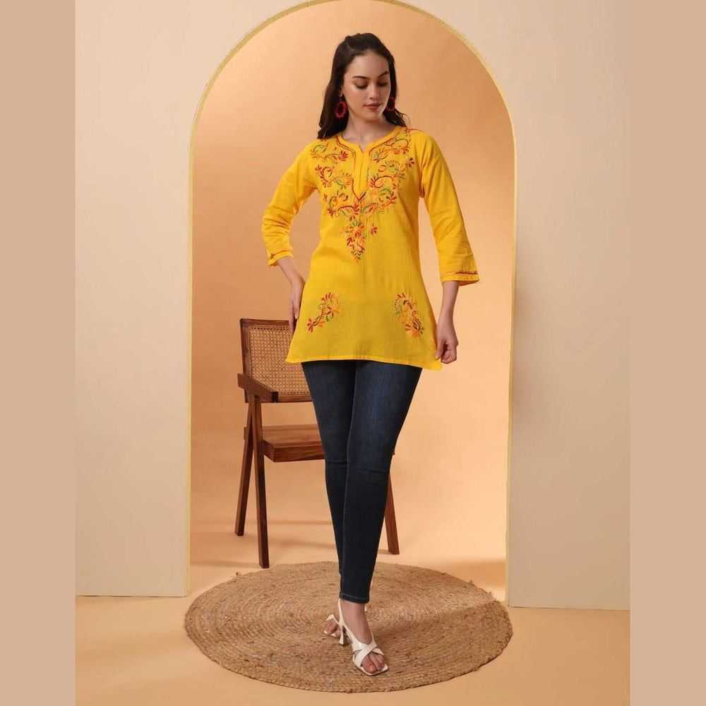 Trendy Short Chikan Kurti Set – Handcrafted Elegance for Every Occasion!
