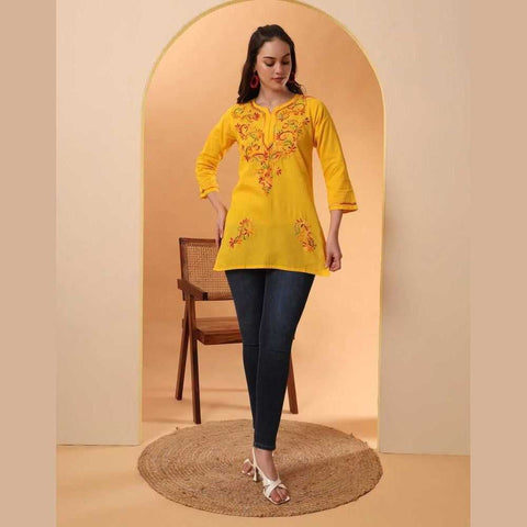 Trendy Short Chikan Kurti Set – Handcrafted Elegance for Every Occasion!
