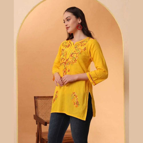 Trendy Short Chikan Kurti Set – Handcrafted Elegance for Every Occasion!