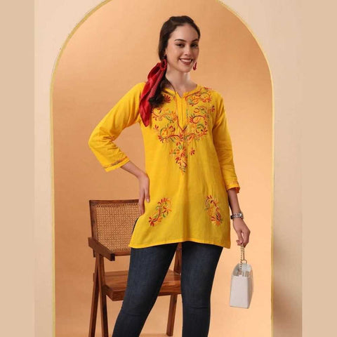 Trendy Short Chikan Kurti Set – Handcrafted Elegance for Every Occasion!