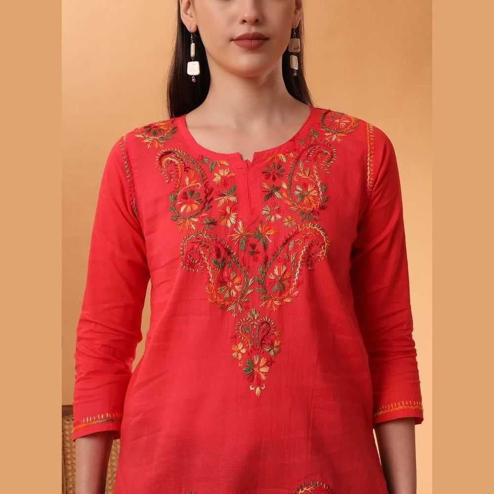 Trendy Short Chikan Kurti Set – Handcrafted Elegance for Every Occasion!