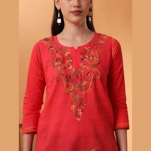 Trendy Short Chikan Kurti Set – Handcrafted Elegance for Every Occasion!