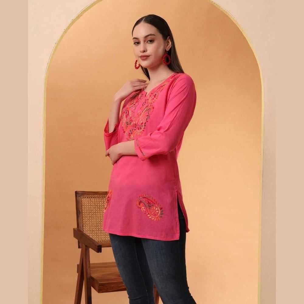 Trendy Short Chikan Kurti Set – Handcrafted Elegance for Every Occasion!