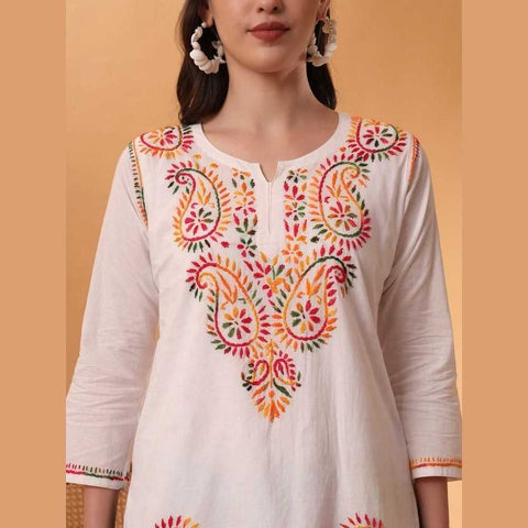 Trendy Short Chikan Kurti Set – Handcrafted Elegance for Every Occasion!
