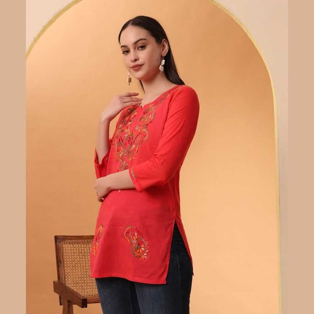 Trendy Short Chikan Kurti Set – Handcrafted Elegance for Every Occasion!