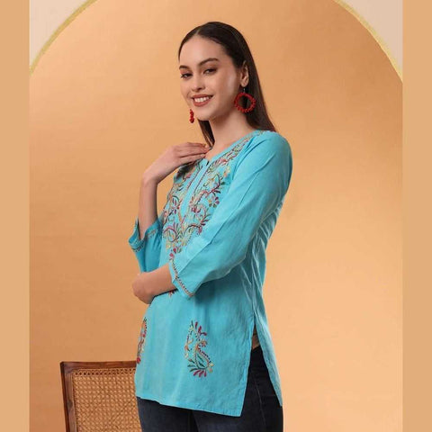 Trendy Short Chikan Kurti Set – Handcrafted Elegance for Every Occasion!